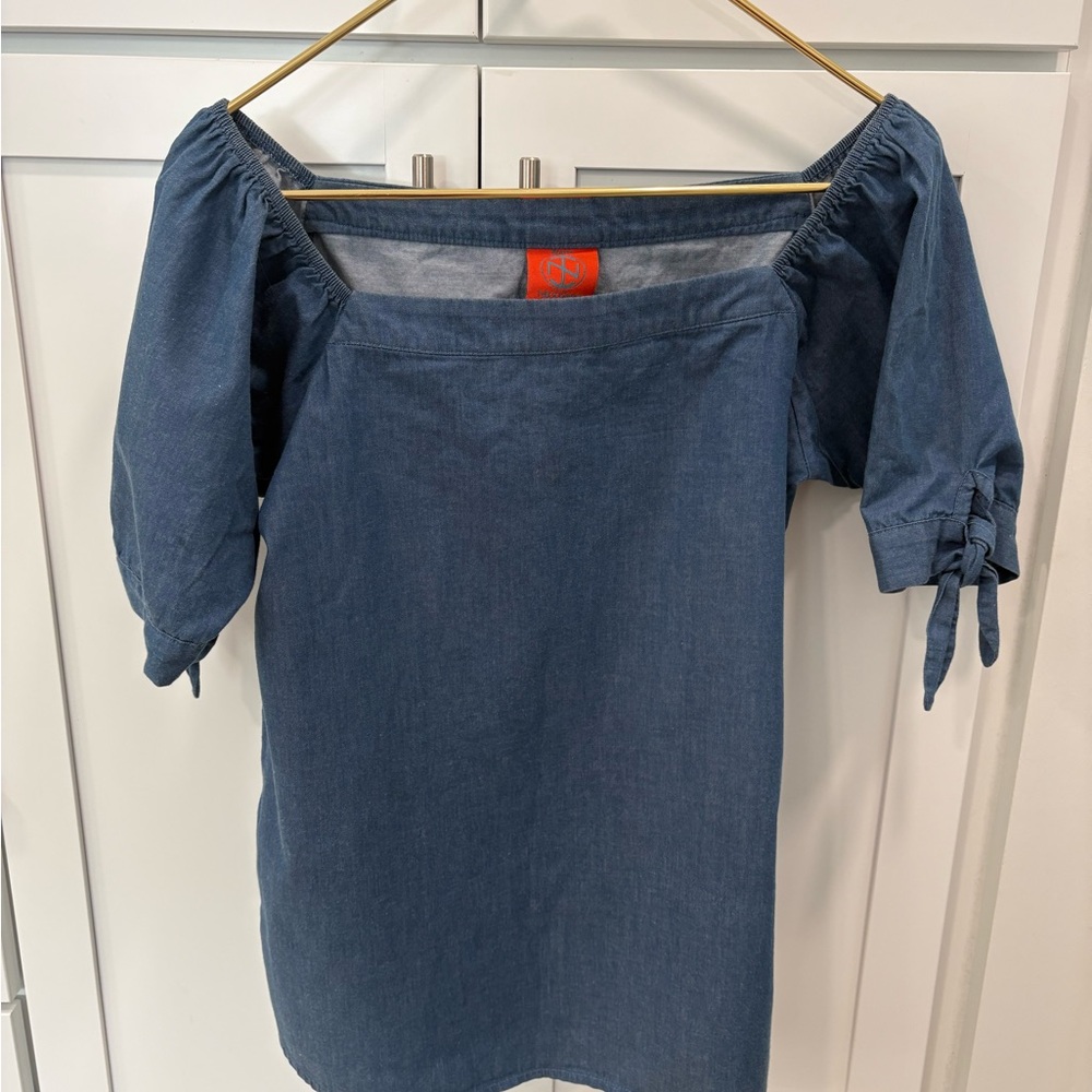 Tracy Negoshian Blue Off-Shoulder Top